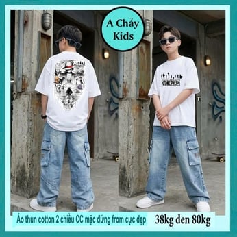 Áo thun cotton bé trai in hình One Pinceen cực ngầu cho bé tuổi teen diện đi chơi , đi học