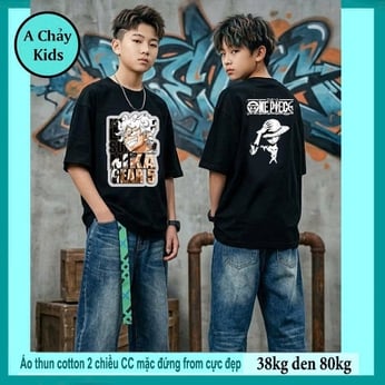 Áo thun cotton bé trai in hình One Pinceen cực ngầu cho bé tuổi teen diện đi chơi , đi học