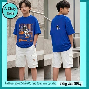 Áo thun cotton bé trai in hình Phi Hành Gia phong cách cá tính cho bé đi chơi , đi học