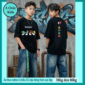 Áo thun cotton bé trai in Hình Picachuuu vừa cá tính , có nét dễ thương cho bé diện đi chơi 