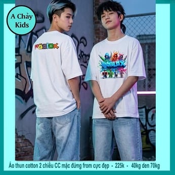 Áo thun cotton bé trai in hình Robloxx phong cách cá tính cho bé diện đi chơi , đi học