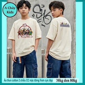 Áo thun cotton bé trai in hình Robloxx phong cách cá tính cho bé diện đi chơi , đi học