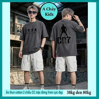 Áo thun cotton bé trai in hình CR7 phong cách đơn giản cá tính dành cho tuổi teen đi chơi , đi du lịch
