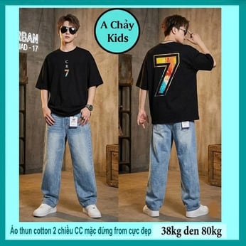 Áo thun cotton bé trai in Crr 7 phong cách cực cá tính cho bé lớn diện đi chơi, đi du lịch