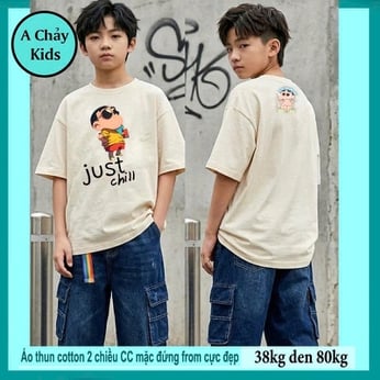 Áo thun cotton bé trai in hình Bé Shinn siêu đáng yêu vừa cá tính cho bé diện đi chơi ,đi học