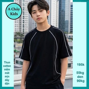 Áo thun cotton bé trai trơn đơn giản phong cách hàn quốc cho bé diện đi chơi , đi du lịch