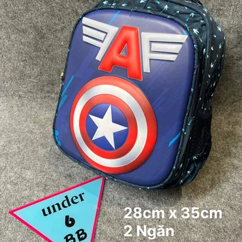 Ba lô in nổi 3D hình logo Đội Trưởng Mỹ - Captain america cho bé đi học