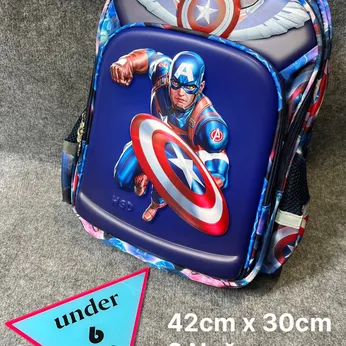 Ba lô in nổi 3D hình Đội trưởng mỹ - Captain America cho bé trai đi học (Mã 4116)