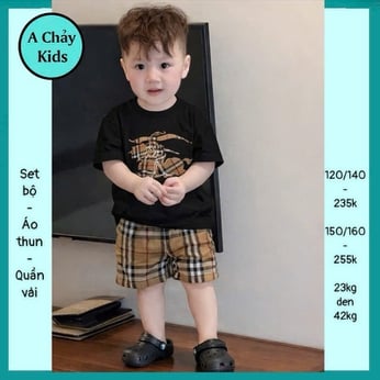 Bộ bé trai in hình chú ngựa cá tính cho bé đi chơi , đi du lịch