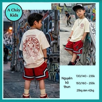 Bộ bé trai in chữ phong cách cực ngầu cho bé diện đi chơi , du lịch