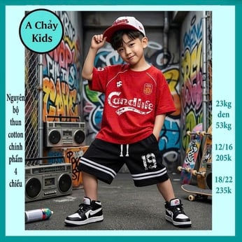 Đồ bộ bé trai cotton tay ngắn in chữ phong cách hàn quốc hiphop cực ngầu cho bé đi chơi , đi học
