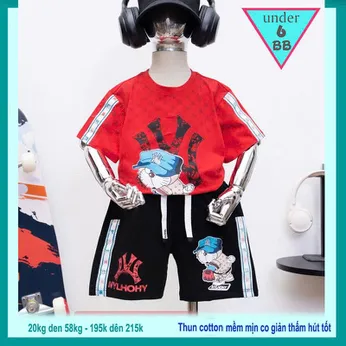 Đồ bộ bé trai cotton tay ngắn in hình Doraemon phong cách cá tính cho bé diện đi chơi , đi học