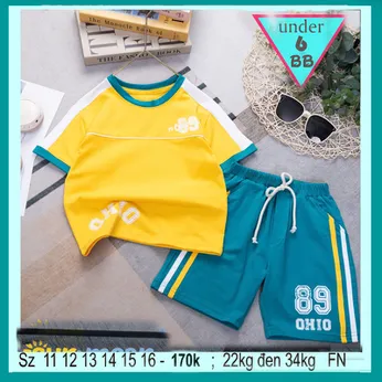 Đồ bộ bé trai cotton tay ngắn in số 89 phong cách thể thao bóng rổ cho bé diện đi chơi ,đi học