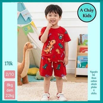 Đồ bộ bé trai dễ thương in Khủng Long siêu đáng yêu cho bé đi chơi , đi học 