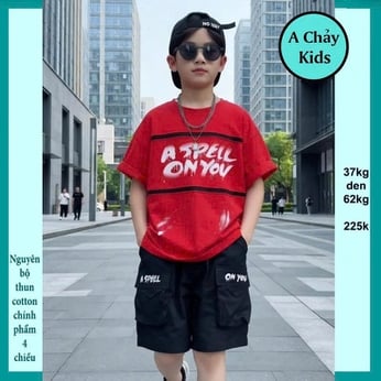 Đồ bộ bé trai hiphop in chữ ASPETT ON YOU phong cách cá tính cho bé đi chơi , đi học
