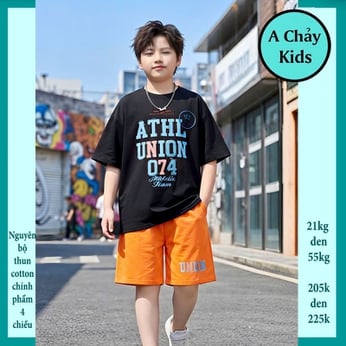 Đồ bộ bé trai hiphop in chữ  ATHL UNDION 074 phong cách cá tính cho bé đi chơi , đi học