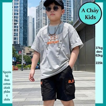 Đồ bộ bé trai hiphop in chữ B phong cách hàn quốc cá tính cho bé diện đi du lịch