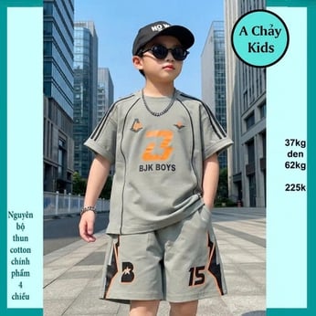 Đồ bộ bé trai hiphop in chữ B phong cách cá tính cho bé đi chơi , đi học