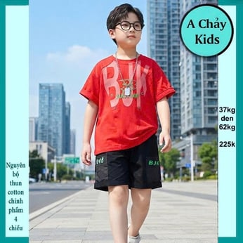 Đồ bộ bé trai hiphop in chữ BJK phong cách hàn quốc cá tính cho bé diện đi du lịch