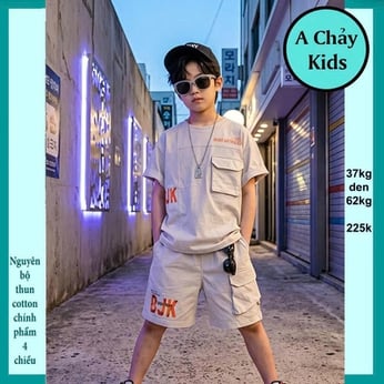 Đồ bộ bé trai hiphop in đơn giản phong cách hàn quốc cho bé diện đi chơi , đi học
