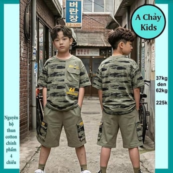 Đồ bộ bé trai hiphop in sọc phong cách hàn quốc cực ngầu cho bé diện đi chơi , du lịch