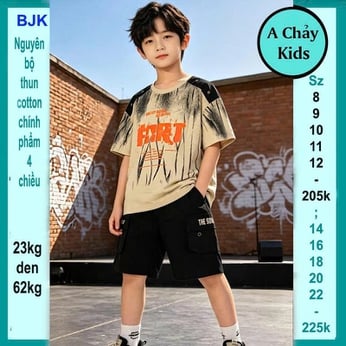 Đồ bộ bé trai hiphop in chữ cá tính phong cách cực ngầu cho bé diện đi chơi , du lịch