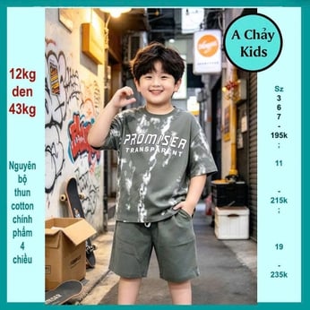 Đồ bộ bé trai hiphop in chữ phong cách hàn quốc cá tính cho bé đi học , đi chơi
