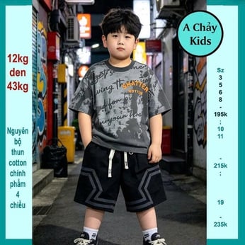Đồ bộ bé trai hiphop in chữ phối màu loang phong cách cá tính cho bé đi chơi , đi học