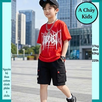 Đồ bộ bé trai hiphop in chữ phong cách cá tính cực ngầu cho bé diện đi chơi , đi học
