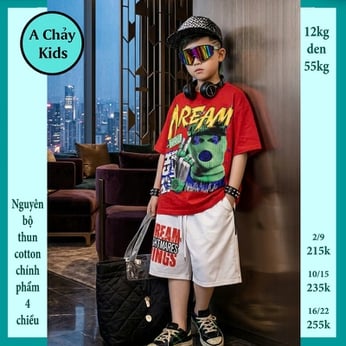 Đồ bộ bé trai hiphop in chữ DREAM phong cách cực ngầu cho bé diện đi chơi , đi học