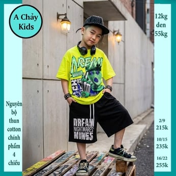 Đồ bộ bé trai hiphop in chữ DREAM phong cách cực ngầu cho bé diện đi chơi , đi học
