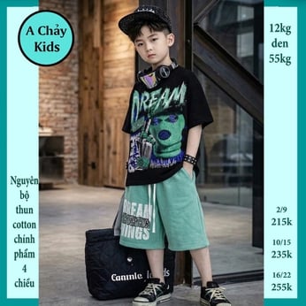 Đồ bộ bé trai hiphop in chữ DREAM phong cách cực ngầu cho bé diện đi chơi , đi học