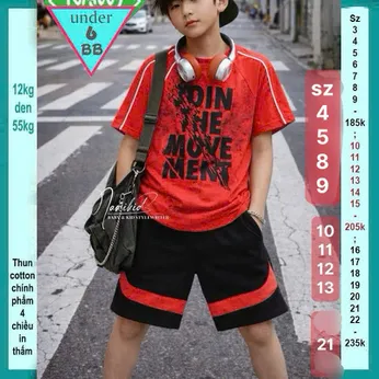 Đồ bộ bé trai hiphop in chữ phong cách hàn quốc cá tính cho bé diện đi chơi , đi học 