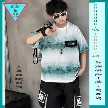 Đồ bộ bé trai hiphop in chữ phối màu loang phong cách hàn quốc cá tính cho bé đi chơi , đi học