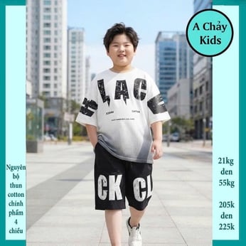 Đồ bộ bé trai hiphop in chữ phối loang màu phong cách cá tính cho bé yêu diện đi chơi  , đi học