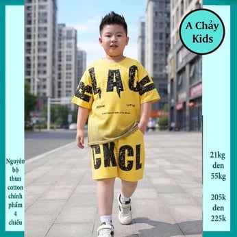 Đồ bộ bé trai hiphop in chữ phối loang màu phong cách cá tính cho bé yêu diện đi chơi  , đi học