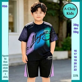 Đồ bộ bé trai hiphop in chữ phối màu loang cực ngầu cho bé diện đi du lịch , đi chơi 