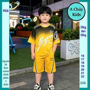 Đồ bộ bé trai hiphop in chữ phối màu loang cực ngầu cho bé diện đi du lịch , đi chơi 