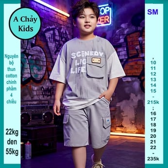 Đồ bộ bé trai hiphop in chữ phong cách cá tính cho bé diện phố , du lịch