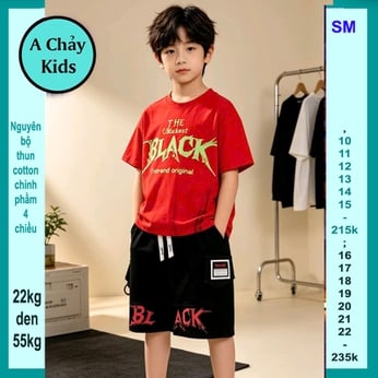 Đồ bộ bé trai hiphop in chữ Black loang màu phong cách cá tính cho bé đi chơi , đi học