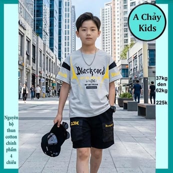 Đồ bộ bé trai hiphop in chữ phong cách cá tính cực ngầu cho bé diện đi chơi , đi học