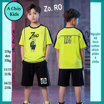 Đồ bộ bé trai hiphop in hình anime Zooroo phong cách cực ngầu cho bé đi chơi , đi học