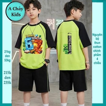Đồ bộ bé trai hiphop in hình minecrraft phong cách hàn quốc cho bé diện đi chơi , đi học