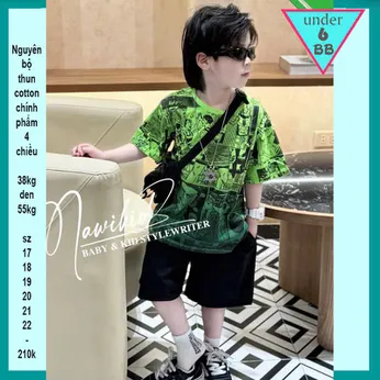 Đồ bộ bé trai hiphop in hình siêu ngầu phối màu loang phong cách cực ngầu cho bé đi chơi , đi học