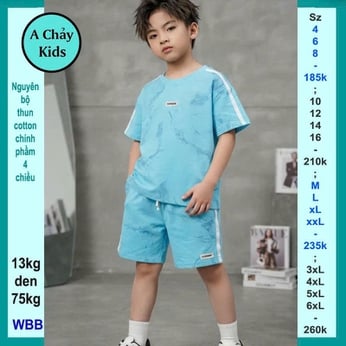 Đồ bộ bé trai hiphop in màu loang đơn giản phong cách cực sang cho bé diện đi phố