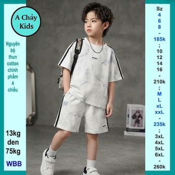 Đồ bộ bé trai hiphop in màu loang đơn giản phong cách cực sang cho bé diện đi phố