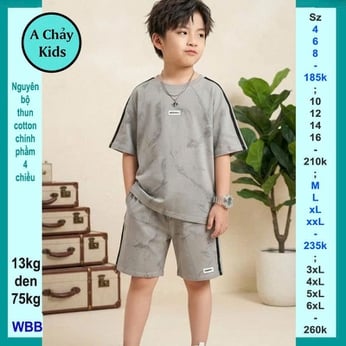 Đồ bộ bé trai hiphop in màu loang đơn giản phong cách cực sang cho bé diện đi phố