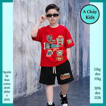 Đồ bộ bé trai hiphop in logo phong cách cá tính cho bé yêu diện phố