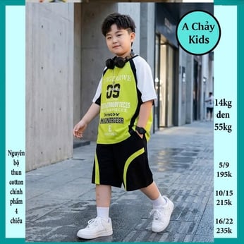 Đồ bộ bé trai hiphop in số 09 phối màu phong cách cực sang cho bé đi chơi , du lịch