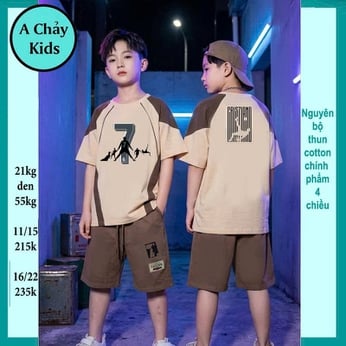 Đồ bộ bé trai hiphop in số 7 phong cách thể thao bé siêu mê cho bé đi chơi , đi học